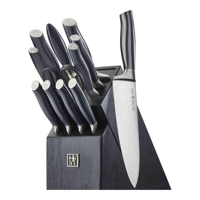 HENCKELS Graphite 13-pc Self Sharpening Knife Set with Block, Kitchen Knife Sharpener, Chef Knife, Steak Knife, Black, Stainless Steel