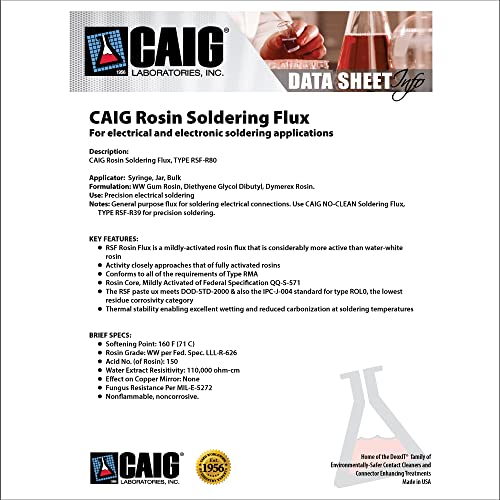 CAIG Labs., Rosin Soldering Flux (Electrical), Syringe, 8 Grams, Pack of 1