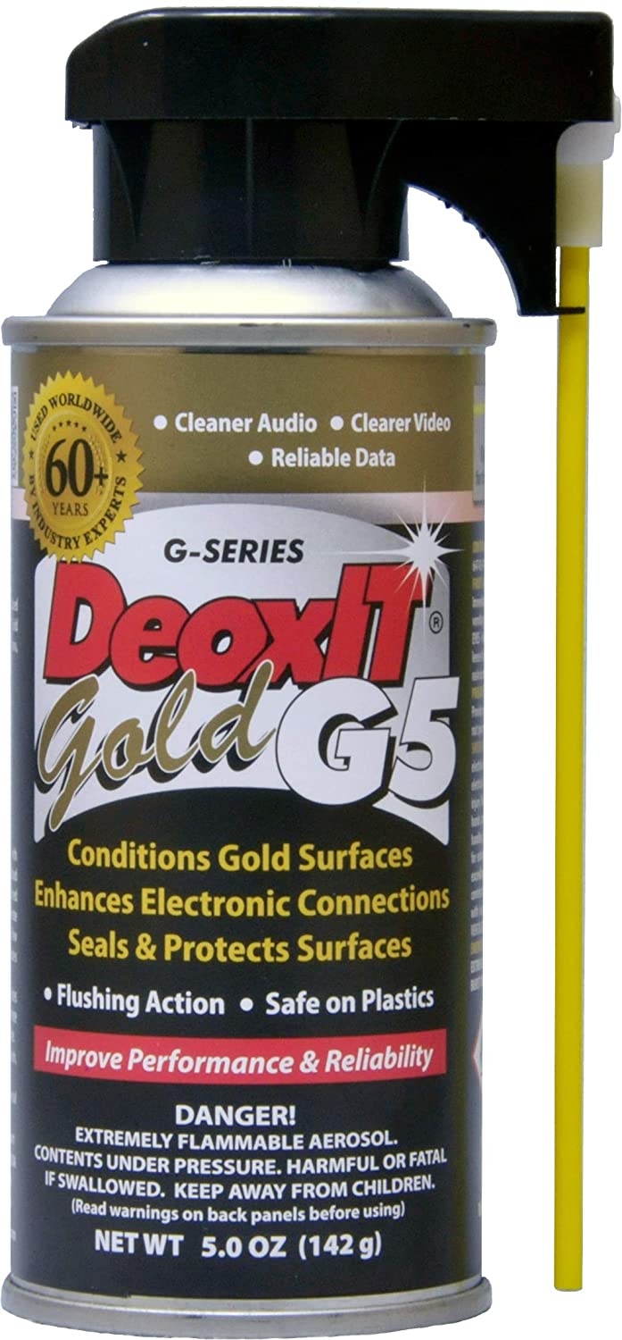 DeoxIT Gold G5S-6 Spray, Contact Cleaner/Enhancer/Protector for Gold Surfaces, 142g, Integrated Straw