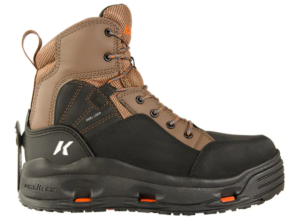 Korkers Buckskin Wading Boot with Kling-On and Studded Kling-On Outsoles, Chocolate Chip/Black