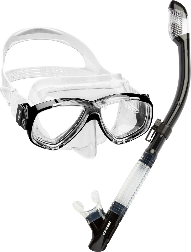 Cressi Adult Snorkeling Set | Mask & Snorkel | Premium Comfortable Silicone Mask | Dry Top Snorkel