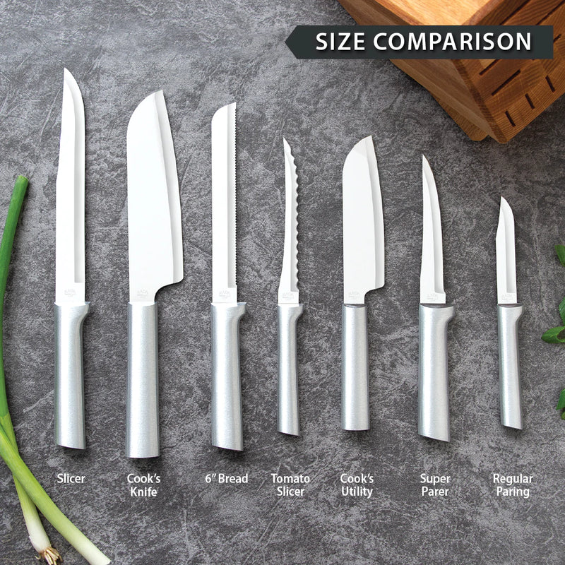 Rada Cutlery Cook's Knife Stainless Steel Blade With Brushed Aluminum Silver Handle