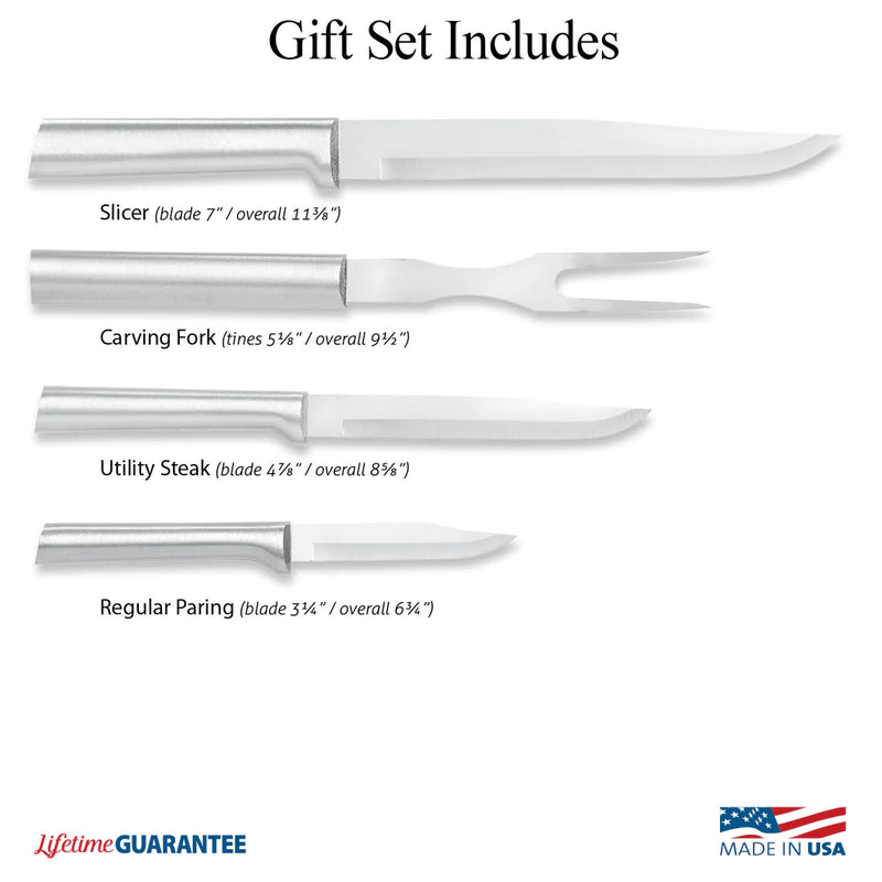 Rada Cutlery Prepare Then Carve Carving Knife Gift Set Stainless Steel Blades With Silver Aluminum Handles