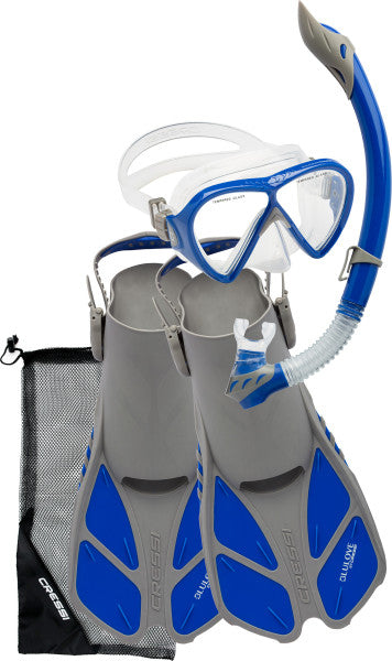 Cressi Adult Snorkeling Set (Mask, Snorkel, Adjustable Fins) Ideal for