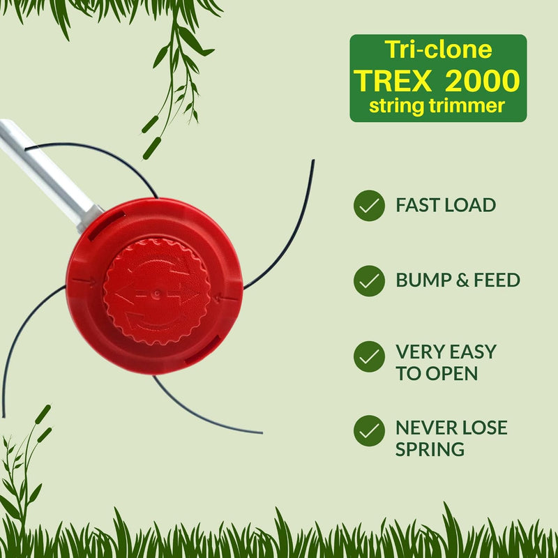 Tri-clone TREX 2000 String Trimmer Head Replacement - Bump Feed Weed Eater Head for Straight Shaft Weed Wackers, Loads Fast and Holds More for Professionals