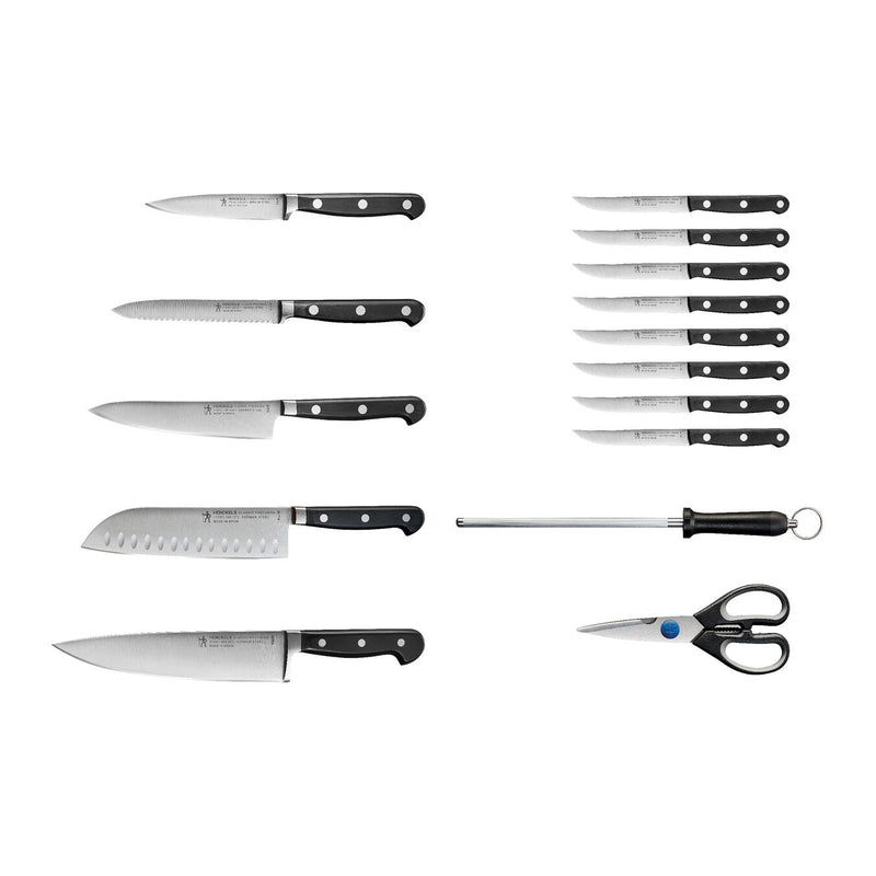 HENCKELS Classic Precision 16-Piece Kitchen Knife Set with Block, Chef Knife, Steak Knife Set