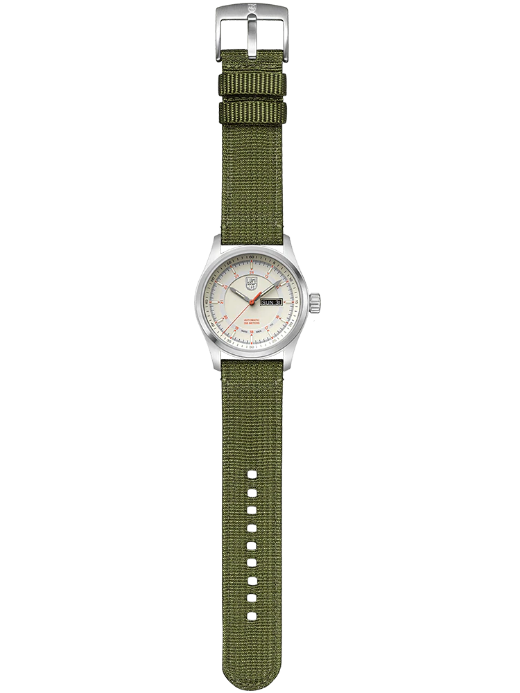 Luminox Men's Watch Atacama Field Automatic 1907.NF: 44mm Stainless Steel Case Green Webbing Strap 200 M Water Resistant