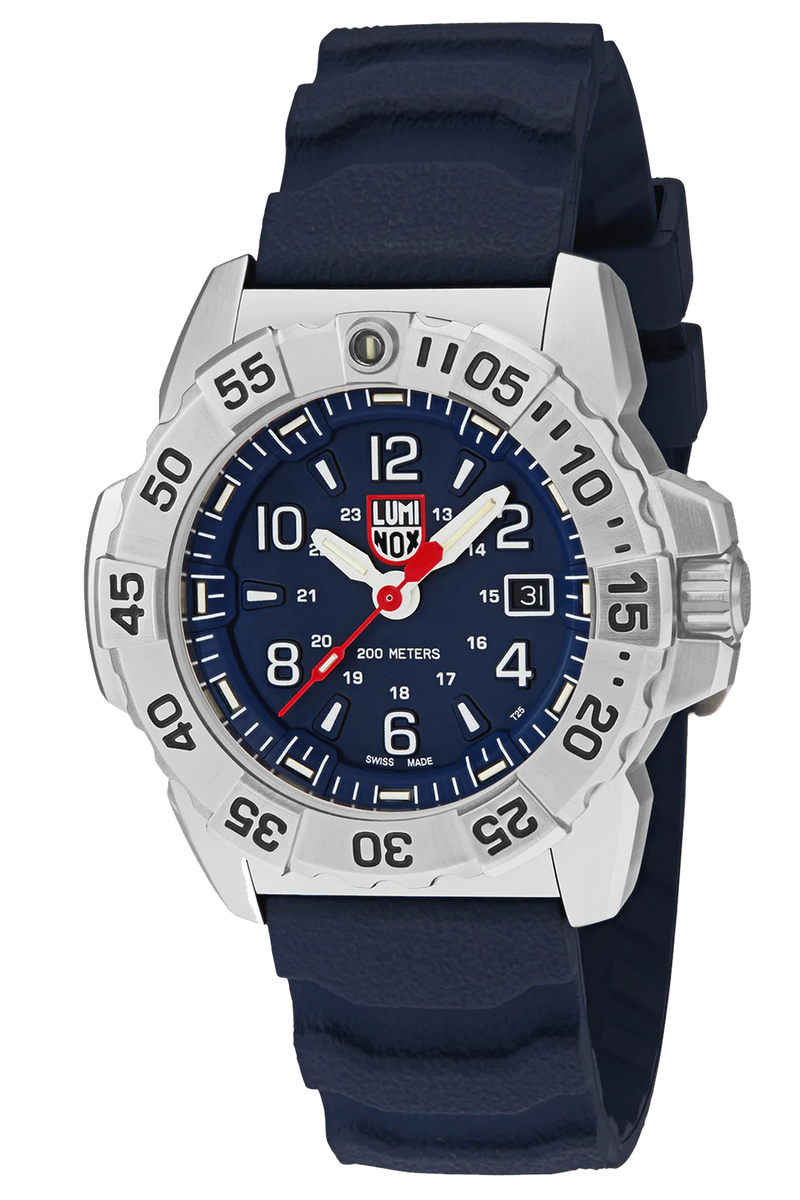 Luminox Mens Watch Navy Seal Steel 3253: 45mm Navy Blue Display Silver Stainless Steel 200 M Water Resistant
