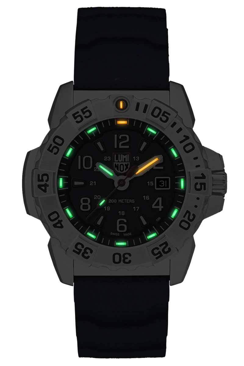 Luminox Mens Watch Navy Seal Steel 3253: 45mm Navy Blue Display Silver Stainless Steel 200 M Water Resistant