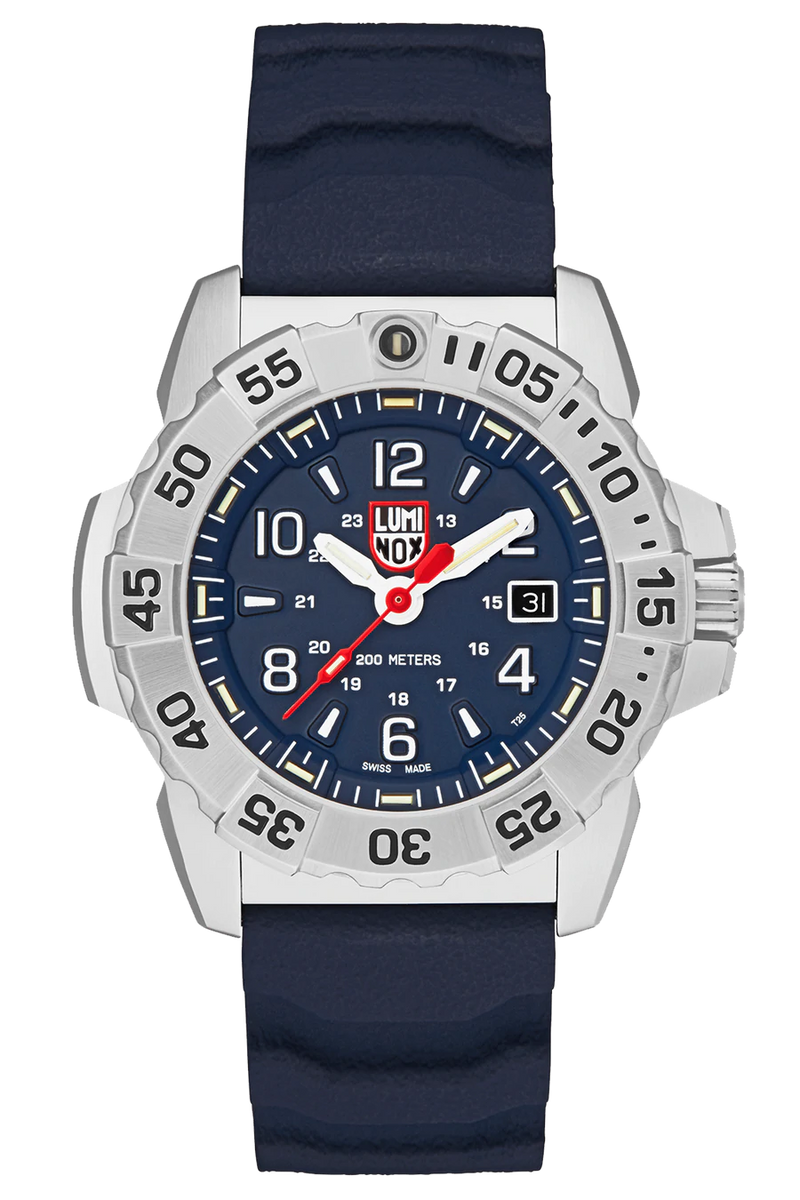 Luminox Mens Watch Navy Seal Steel 3253: 45mm Navy Blue Display Silver Stainless Steel 200 M Water Resistant