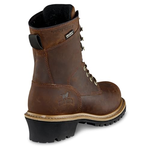 Irish Setter, Mesabi, Men’s, 8", Waterproof, Puncture Resistant, Steel Safety Toe, Logger Boot, Brown