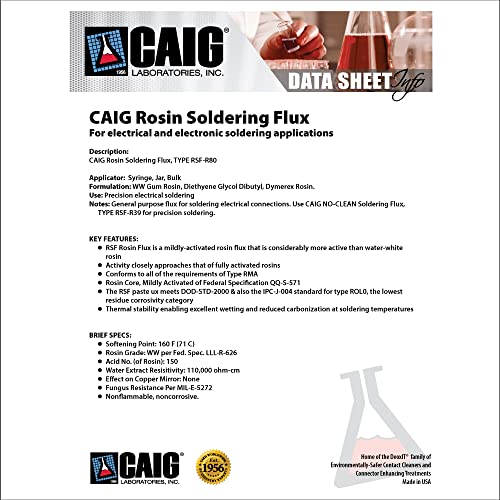 CAIG Labs., ROSIN SOLDERING FLUX (Electrical), Jar, 56 grams, Pack of 1