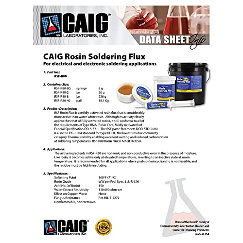 CAIG Labs., ROSIN SOLDERING FLUX (Electrical), Jar, 56 grams, Pack of 1