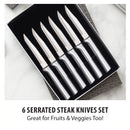 Rada Cutlery Serrated Steak Knife Set With Silver Aluminum Handles, Set of 6