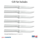 Rada Cutlery Serrated Steak Knife Set With Silver Aluminum Handles, Set of 6