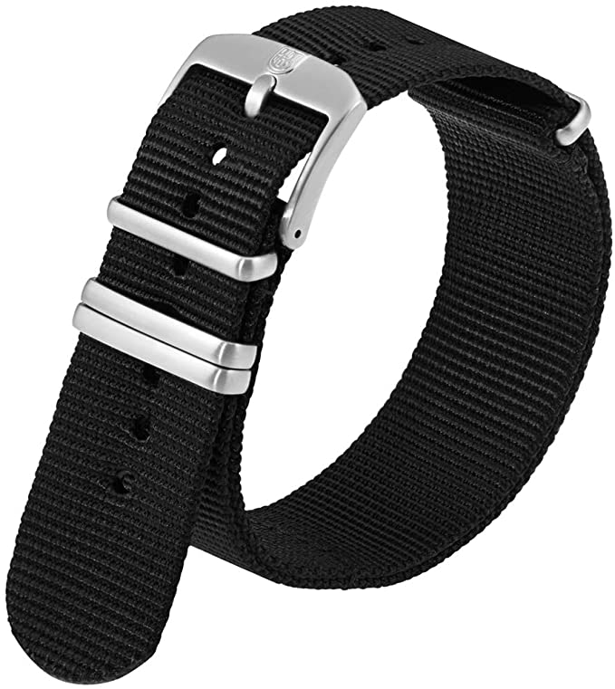 Luminox Genuine Replacement Band - 4 Loop Webbing Strap for Luminox Watches 0320, 3000, 3050, 3080, 8400 - Black Nylon 22mm