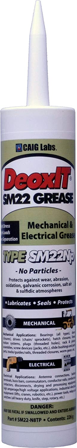 CAIG Labs., DeoxIT SM22-N8TP, High Stress/High Loads Lithium Grease, No Particles, 226g Cartidge Tube