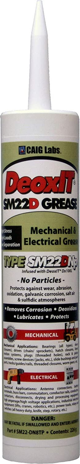 CAIG Labs., DeoxIT SM22-DN8TP, High Stress/High Loads Lithium Grease with cleaner/deoxidizer, No Particles, 226g Cartridge Tube