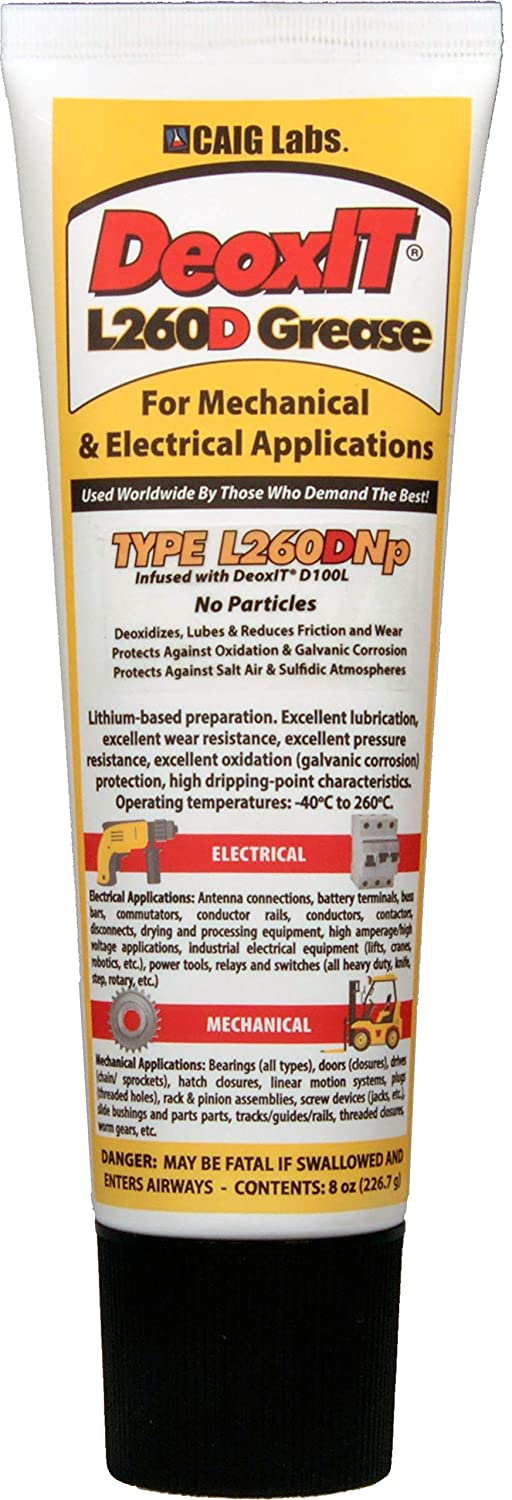 CAIG Labs., DeoxIT L260-DN8, Lithium Grease with cleaner/deoxidizer, No Particles, 226g Squeeze Tube