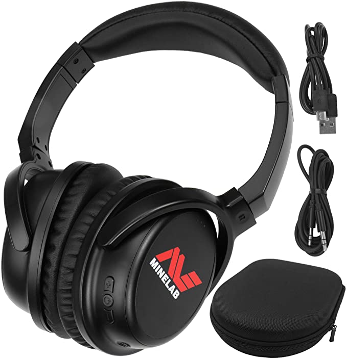 Minelab ML 80 Bluetooth Wireless Low Latency Headphones with Case and 1/8" Plug for Equinox Series