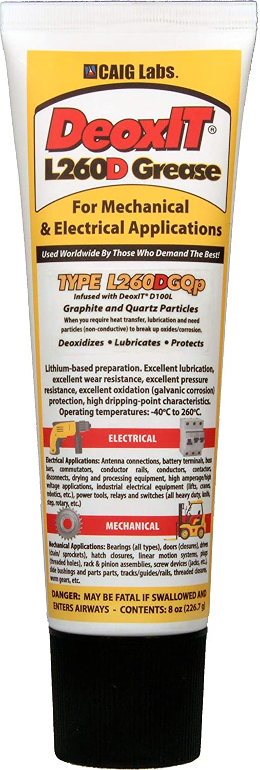 CAIG Labs., DeoxIT L260-DGQ8, Lithium Grease with cleaner/deoxidizer, Graphite/Quartz Particles, 226g Squeeze Tube
