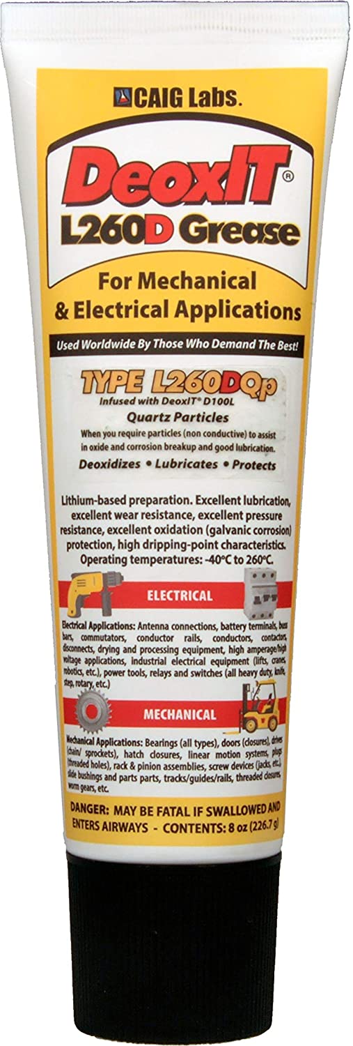 CAIG Labs., DeoxIT L260-DQ8, Lithium Grease with cleaner/deoxidizer, Quartz Particles, 226g Squeeze Tube