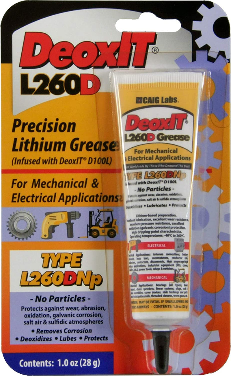 CAIG Labs., DeoxIT L260-DN1, Lithium Grease with cleaner/deoxidizer, No Particles, 28g Squeeze Tube