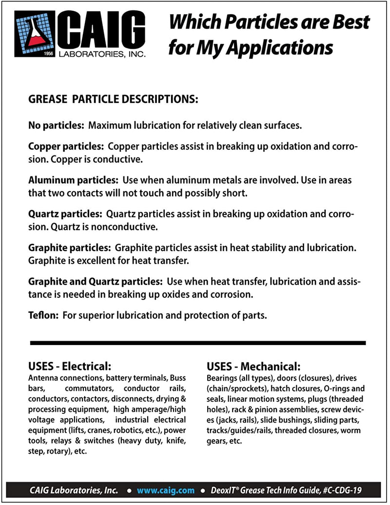 CAIG Labs., DeoxIT L260-G8TP, Lithium Grease, Graphite Particles, 226g Cartridge Tube