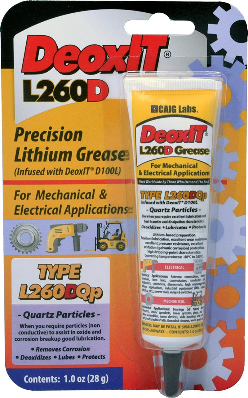 CAIG Labs., DeoxIT L260-DQ1, Lithium Grease with cleaner/deoxidizer, Quartz Particles, 28g Squeeze Tube