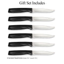 Rada Cutlery Anthem Series Serrated Knife Set Ergonomic Black Resin Handles - Set of 6