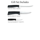 Rada Cutlery Anthem Series Kitchen Knife Set with Ergonomic Black Resin Handles - Set of 3