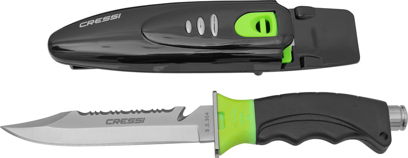 Cressi Borg, Long Blade Knife for Diving and Spearfishing Knife - Pointed & Blunt Tip