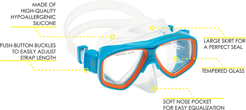 Cressi Kids Snorkeling Kit (Mask & Snorkel) for Children aged from 3 to 8 years old | Rocks Combo: designed in Italy