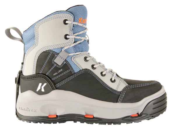 Korkers Women's Buckskin Mary with Felt & Kling-On Soles, Sharkskin/Riverside