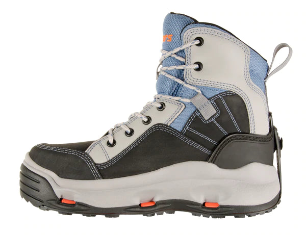 Korkers Women's Buckskin Mary with Felt & Kling-On Soles, Sharkskin/Riverside