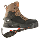 Korkers Buckskin Wading Boot with Kling-On and Studded Kling-On Outsoles, Chocolate Chip/Black