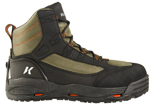 Korkers Men's Greenback Wading Boot On & Studded Kling-On Soles - Dried Herb/Black