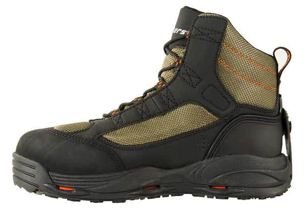 Korkers Men's Greenback Wading Boot On & Studded Kling-On Soles - Dried Herb/Black