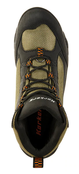 Korkers Men's Greenback Wading Boot On & Studded Kling-On Soles - Dried Herb/Black