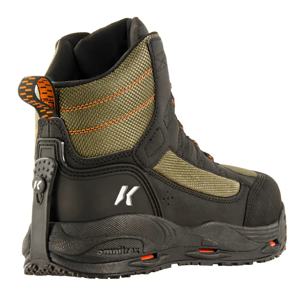 Korkers Men's Greenback Wading Boot On & Studded Kling-On Soles - Dried Herb/Black