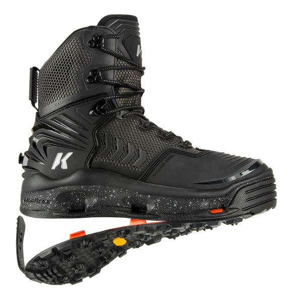 Korkers River Ops - Guide-Caliber Performance - Includes Interchangeable Vibram & Studded Vibram Soles - Black