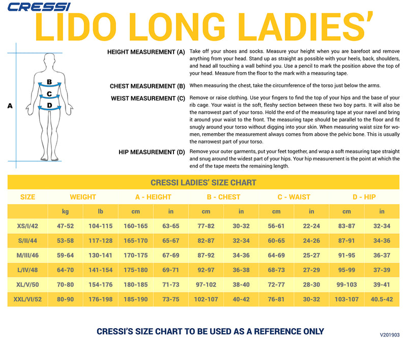 Cressi Ladies Full Front Zip Wetsuit for Swimming, Snorkeling, Scuba Diving | Lido Long