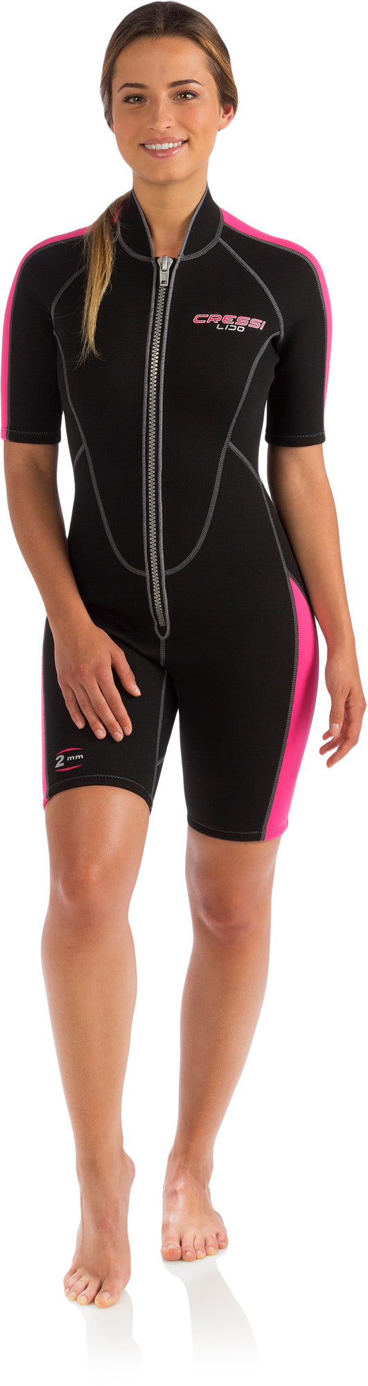 Cressi Ladies; Full Front Zip Wetsuit for Swimming, Snorkeling, Scuba Diving - Lido Short