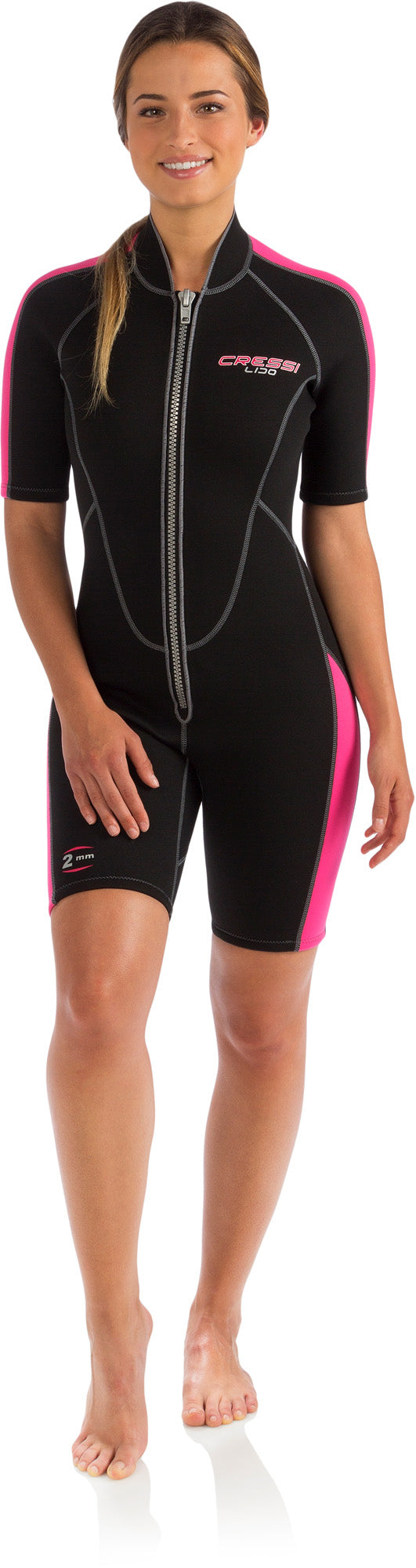Cressi Ladies; Full Front Zip Wetsuit for Swimming, Snorkeling, Scuba Diving - Lido Short
