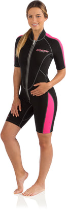 Cressi Ladies; Full Front Zip Wetsuit for Swimming, Snorkeling, Scuba Diving - Lido Short