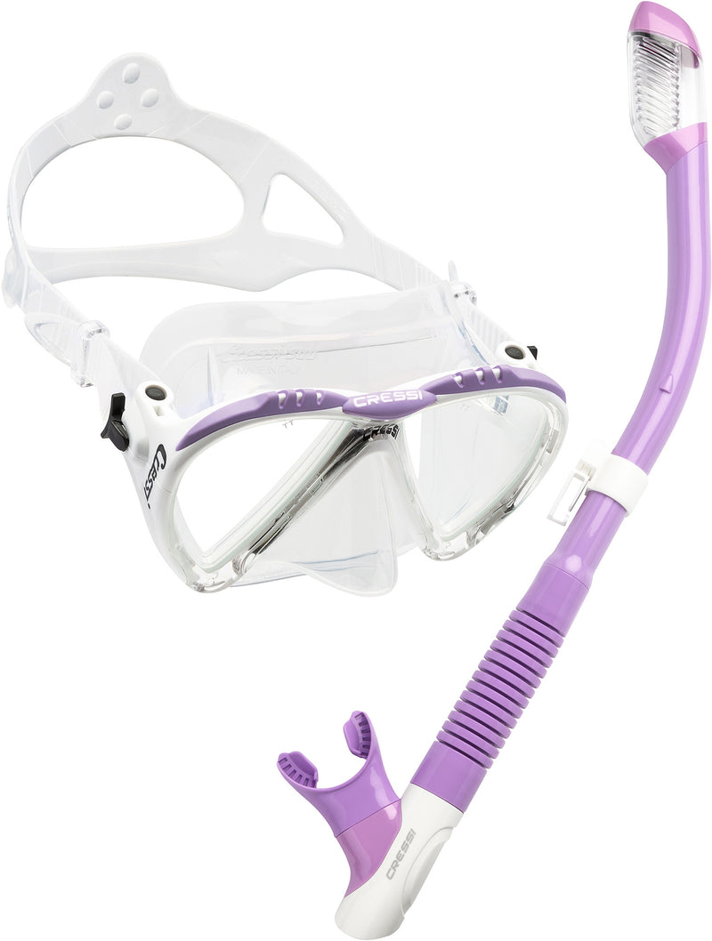 Cressi Adult Snorkeling Set | Mask & Snorkel | Premium Comfortable Silicone Mask | Dry Top Snorkel