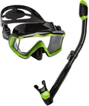 Cressi Panoramic Wide View Mask & Dry Snorkel Kit for Snorkeling, Scuba Diving | Pano 3 & Supernova Dry: designed in Italy