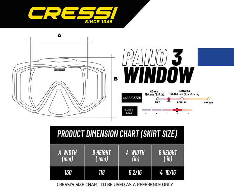 Cressi Panoramic Wide View Mask & Dry Snorkel Kit for Snorkeling, Scuba Diving - Pano 4 & Supernova Dry: designed in Italy