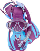 Cressi Junior Snorkeling Kit for Kids Ages 3 to 8 - Mask + Dry Snorkel + Adjustable Fins + Net Bag - Rocks Kids Set