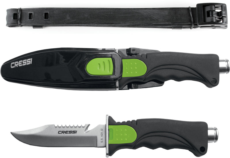 Cressi Skorpion, Tempered Stainless Steel Blade Knife ideal for Diving and Spearfishing - Pointed & Blunt Tip